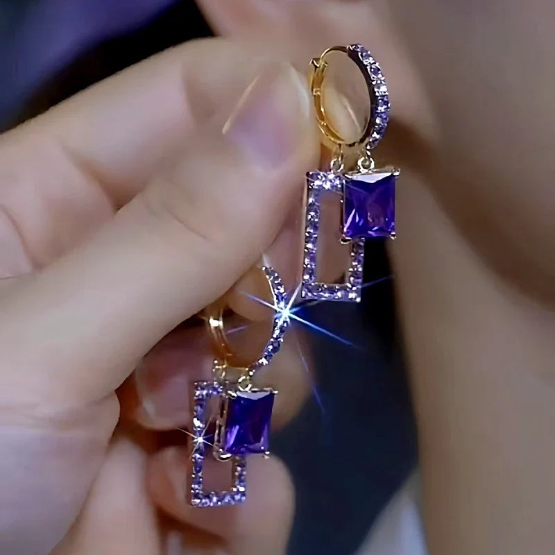 Elegante geometriske zirkon-øredobber